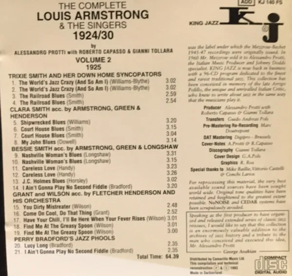 The Complete Louis Armstrong & The Singers 1924/30 Vol. 2 1925