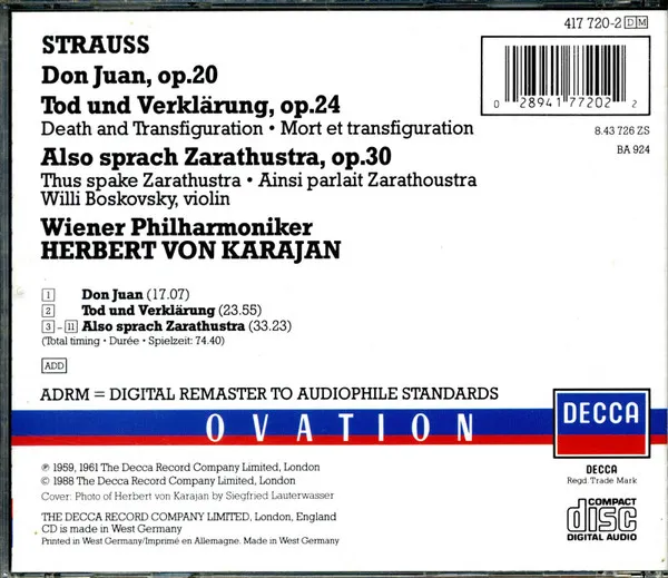 Also Sprach Zarathustra / Don Juan / Tod Und Verklärung