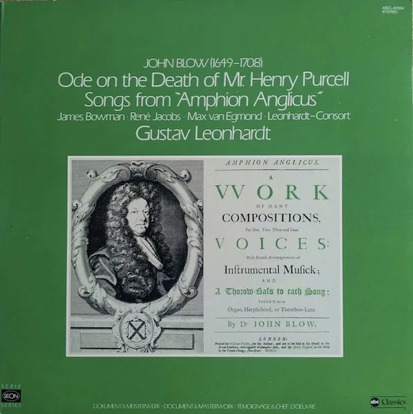 Ode On The Death Of Mr. Henry Purcell / 6 Songs From "Amphion Anglicus"