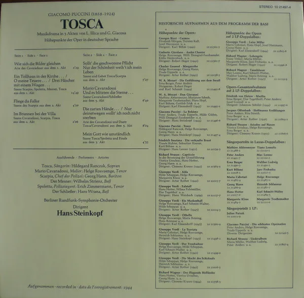 Tosca - Höhepunkte Der Oper In Deutscher Sprache