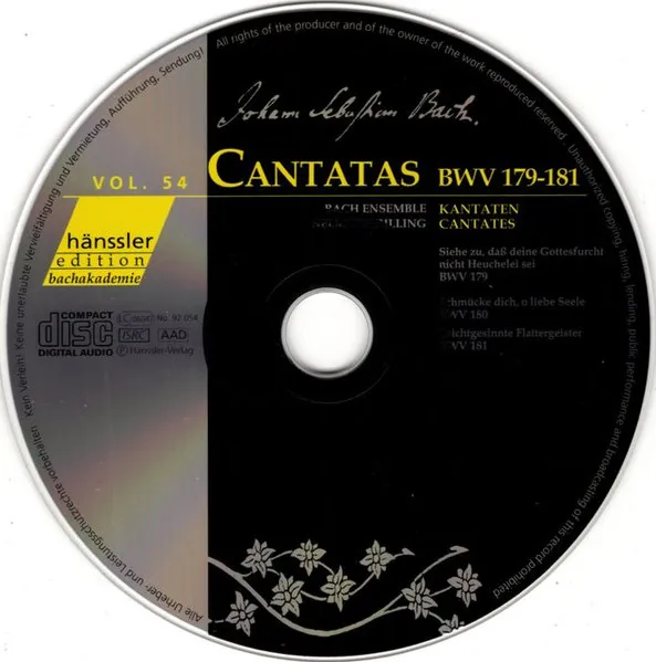 Cantatas BWV 179 -181 Vol.54