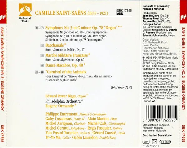 Symphony No. 3 "Organ". Carnival Of The Animals. Danse Macabre