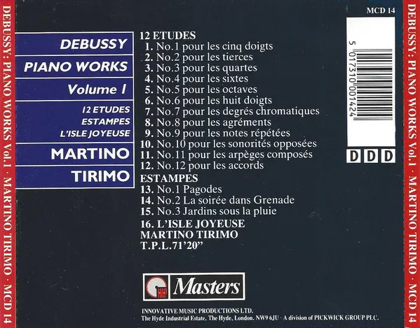 Piano Works Volume 1: 12 Etudes / Estampes / L'Isle Joyeuse