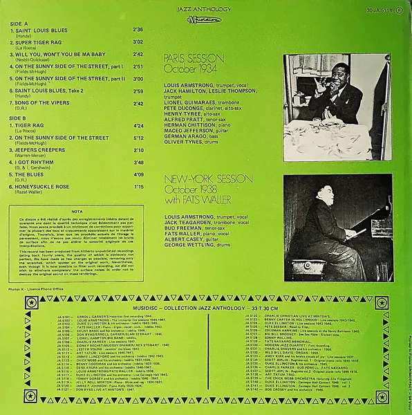 Rare Louis Armstrong (Paris Session 1934 New-York Session 1938 With Fats Waller)