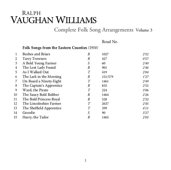 Ralph Vaughan Williams: Folk Songs Volume 3