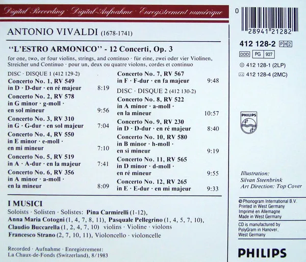 Antonio Vivaldi: L'estro Armonico, 12 Concerti Op.3