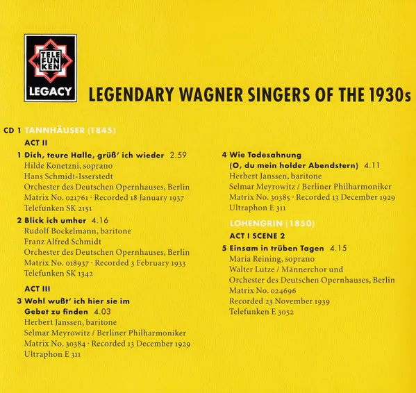 Legendary Wagner Singers of the 1930s