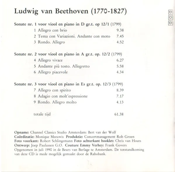 Sonates Voor Viool En Piano 1, 2 en 3