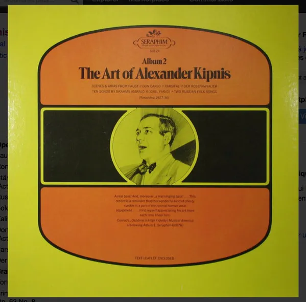 The Art Of Alexander Kipnis Album 2