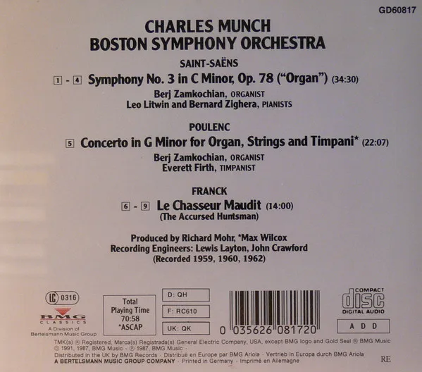 Symphony No. 3 - Le Chasseur Maudit - Concerto For Organ, Strings & Timpani