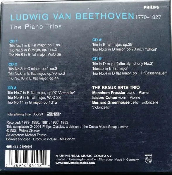 The Piano Trios = Les Trios Avec Piano = Die Klaviertrios