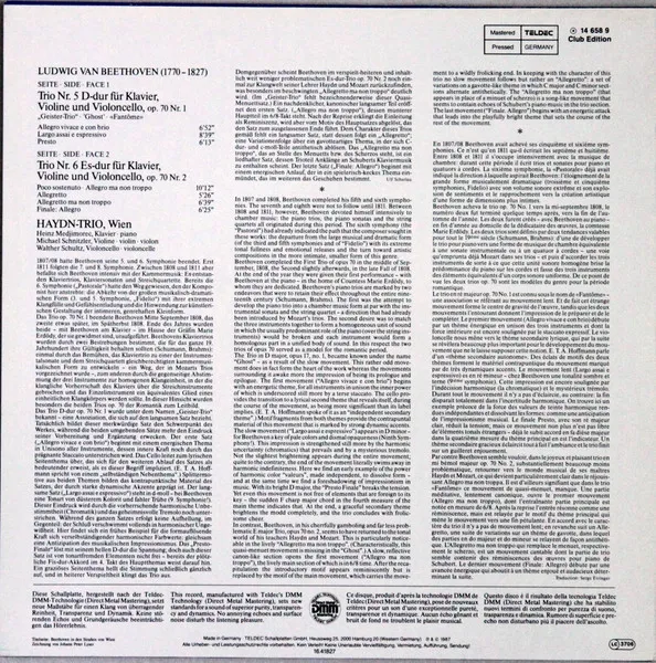 Klaviertrios = Piano Trios = Trios Pour Piano Op.70 Nr. 1 »Geistertrio« = »Ghost« = »Fantôme« & Nr. 2