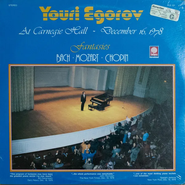 Youri Egorov At Carnegie Hall - December 16,1978 - Fantasies, Bach, Mozart, Chopin