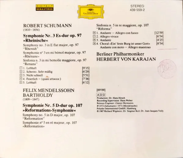 Sinfonia N. 3 "Renana" - Sinfonia N. 5 "Riforma"