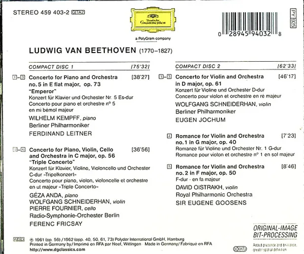 The Complete Concertos Vol. 2: Piano Concerto No. 5 "Emperor" · Triple Concerto · Violin Concerto