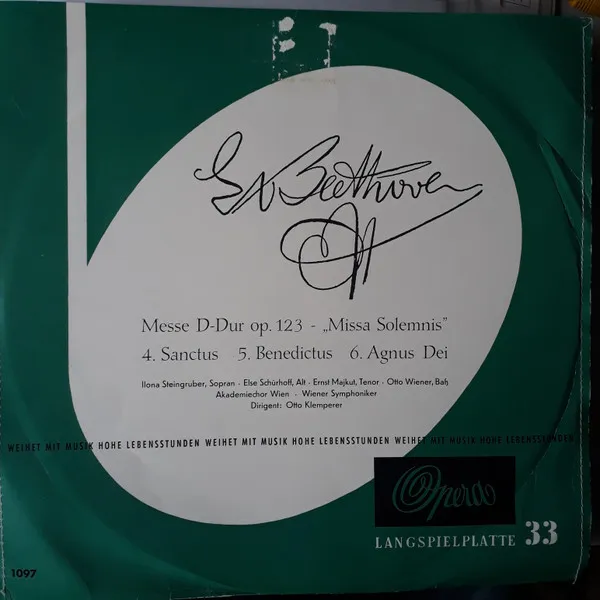 Messe D-Dur Op. 123 "Missa Solemnis" / 4. Sanctus, 5. Benedictus, 5. Agnus Dei