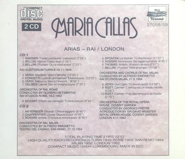 Arias (RAI 1949-1956 • London 1962)