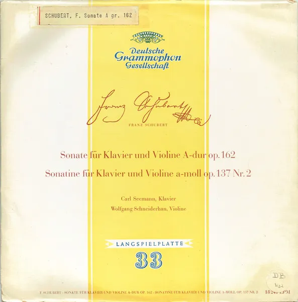 Sonatine Für Klavier Und Violine A-dur Op. 162 / Sonatine Für Klavier Und Violine A-moll Op. 137 Nr. 2