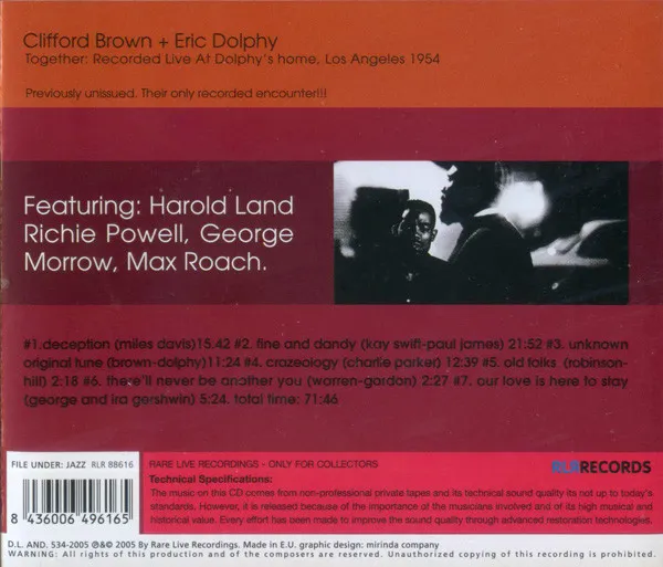 Together: Recorded Live At Dolphy's Home, Los Angeles 1954