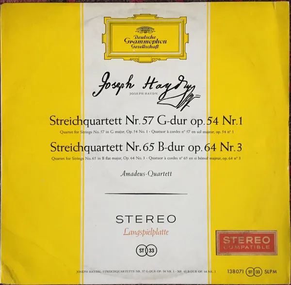 Streichquartett Nr. 57 G-dur Op.54 Nr. 1 / Streichquartett Nr. 65 B-dur Op. 64 Nr. 3