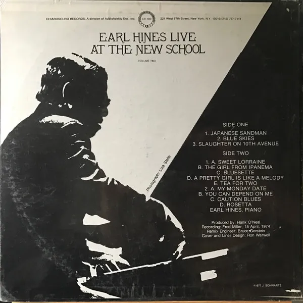 Earl Hines Live At The New School (Volume Two)