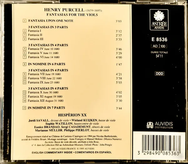 Fantasias For The Viols 1680