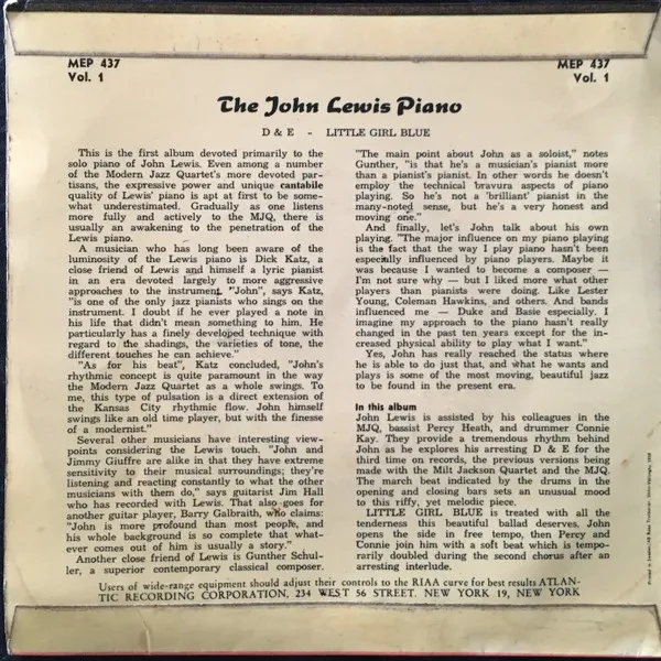 The John Lewis Piano Vol. 1