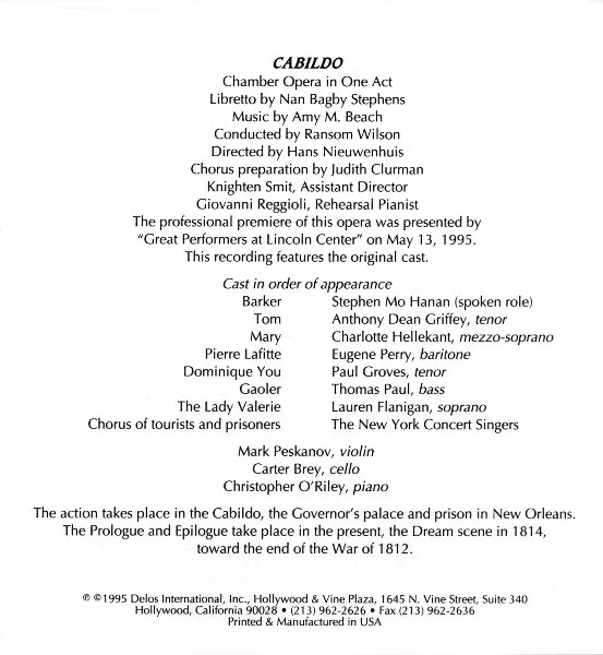 Cabildo (An Opera Premiere And Six Short Pieces)