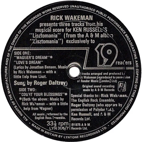 Three Tracks From His Musical Score For Ken Russell's "Lisztomania"