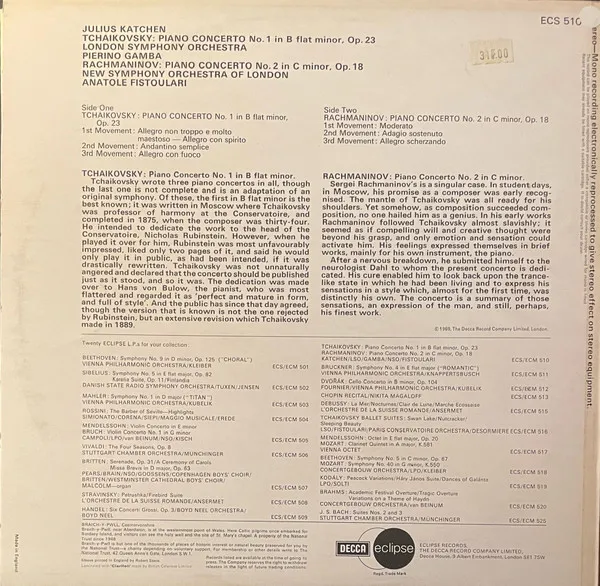 Piano Concerto N° 1 / Piano Concerto N° 2