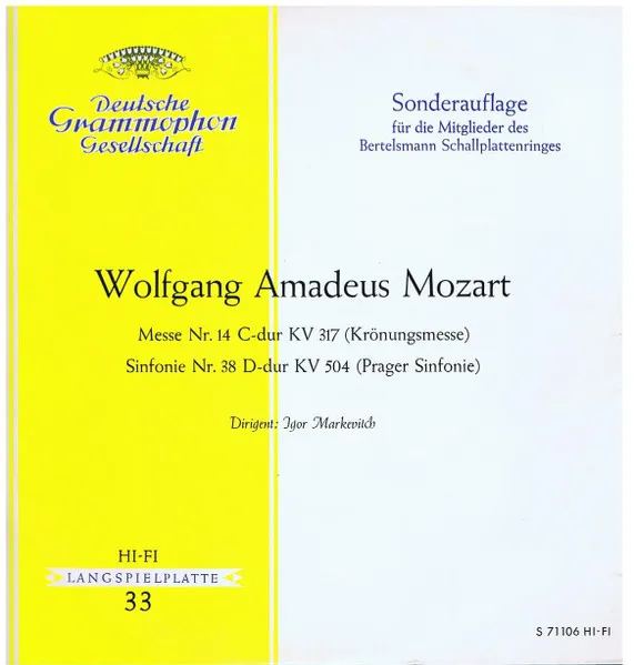 Messe Nr. 14 C-dur KV 317 (Krönungsmesse) / Sinfonie Nr. 38 D-dur KV 504 (Prager Sinfonie)
