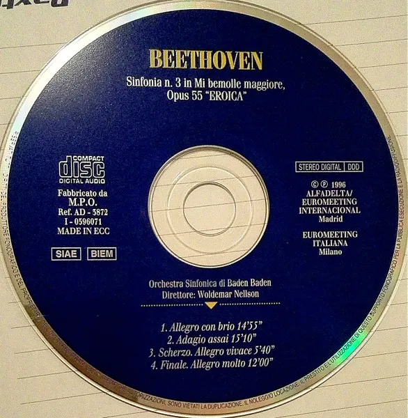 Sinfonia N° 3 In Mi Bemolle Maggiore Opus 55 "Eroica"