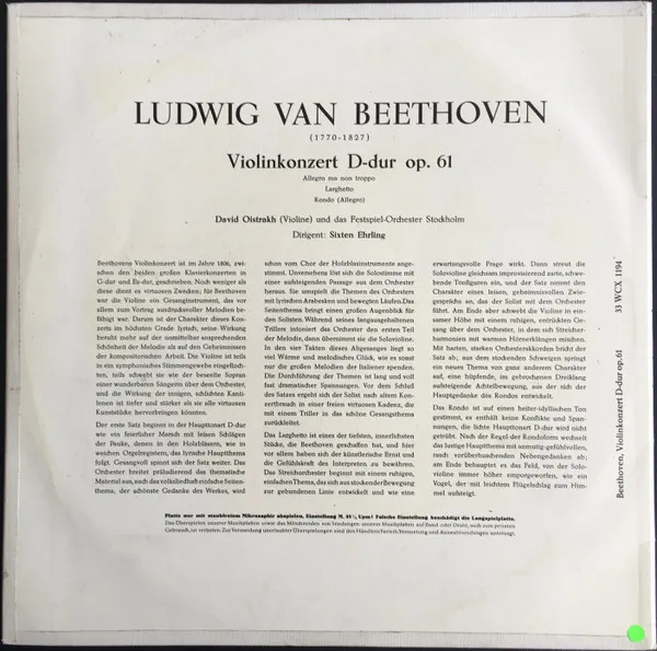 Violinkonzert In D-Dur (Op. 61)