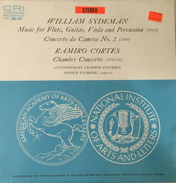 Sydeman : Music for Flute, Guitar, Viola, Percussion - Concerto da Camera No. 2 / Cortes: Chamber Concerto