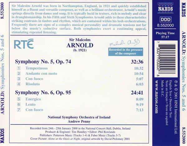 Malcolm Arnold: Symphonies Nos. 5 & 6