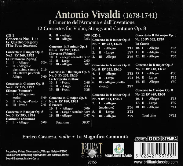 Le Quattro Stagioni; Violin Concertos Op.8 (Complete)
