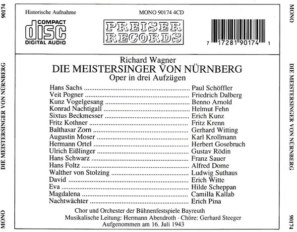 Die Meistersinger Von Nürnberg, Bayreuther Festspiele 1943