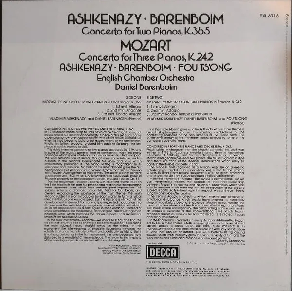 Concerto For Two Pianos, K.365 / Concerto For Three Pianos, K.242
