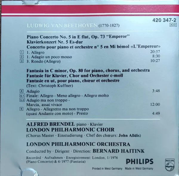 Piano Concertos No. 5 "Choral" Fantasy