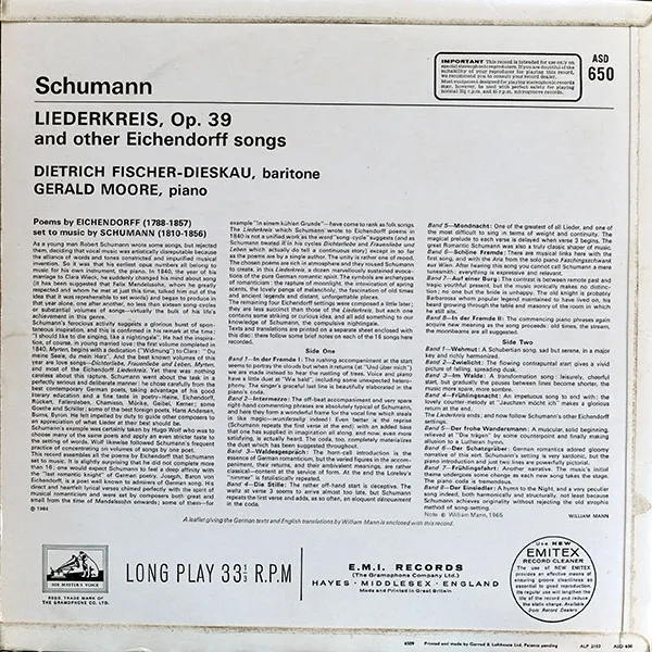 Schumann: Liederkreis & other Eichendorff songs