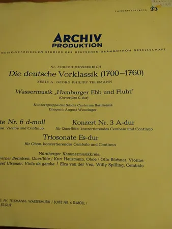 Wassermusik "Hamburger Ebb Und Fluht", Suite Nr. 6 D-Moll, Konzert Nr. 3 A-Dur, Triosonate Es-Dur