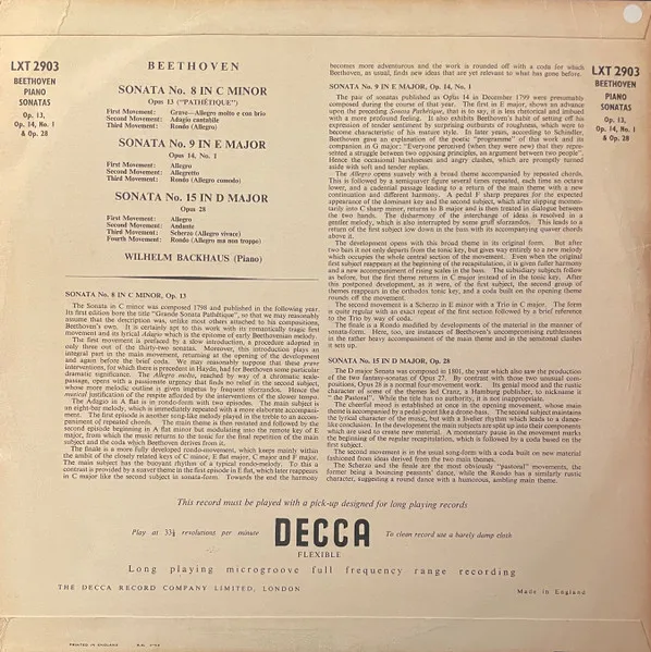 Sonata No. 8 In C Minor, Op. 13 Pathétique; Sonata No. 9 In E Major, Op. 14 No. 1; Sonata No. 15 In D Major, Op. 28
