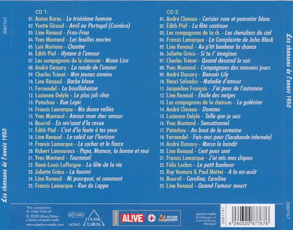 1950, Les Chansons De Lannee