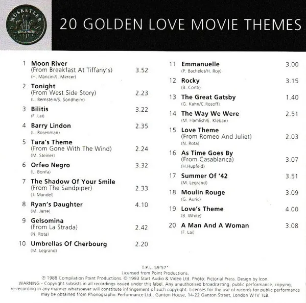20 Golden Love Movie Themes