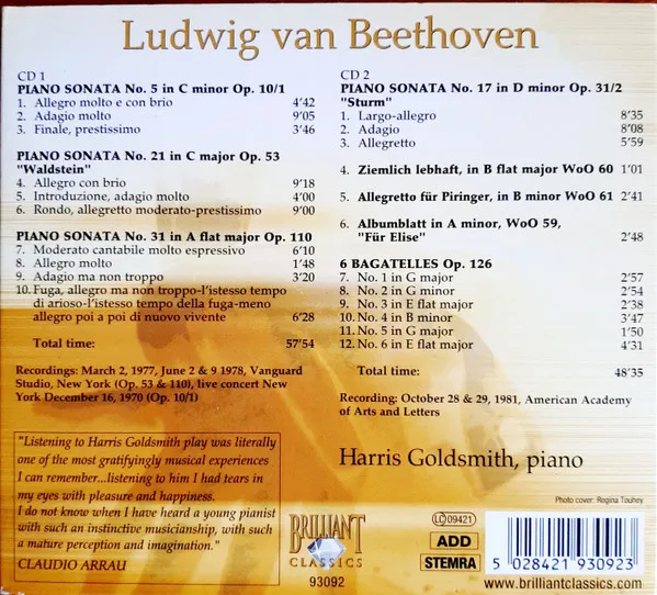Harris Goldsmith Plays Beethoven