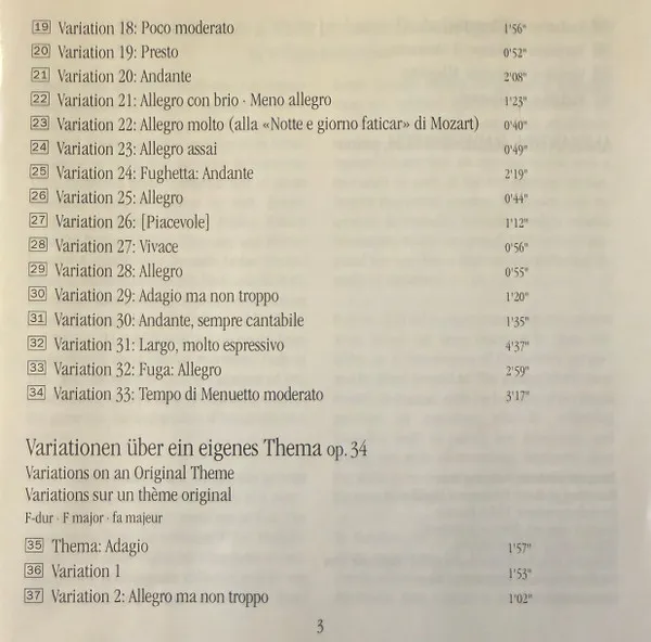 Diabelli Variations - Variations In F, Op. 34