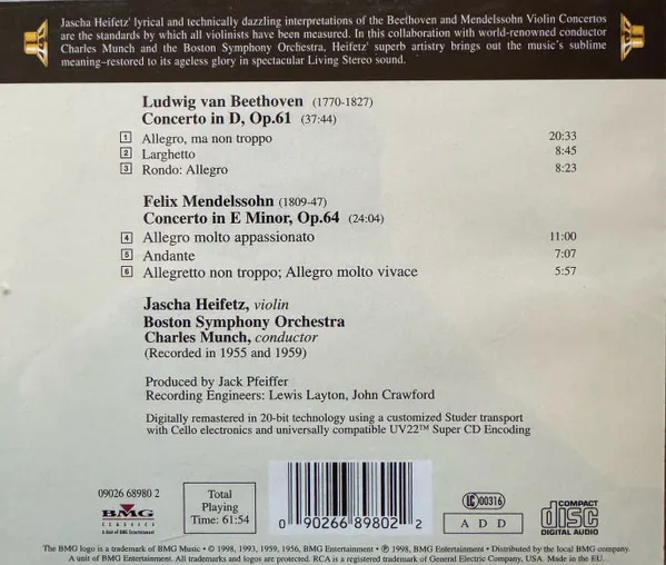 Violin Concerto In D / Violin Concerto In E Minor