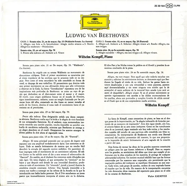 Sonata Para Piano Nº 21 "Waldstein", Nº 25, Nº 15 "Pastoral" y Nº 24