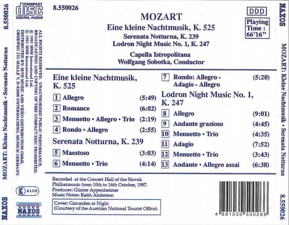 Eine Kleine Nachtmusik • Serenata Notturna ∙ Lodron Night Music