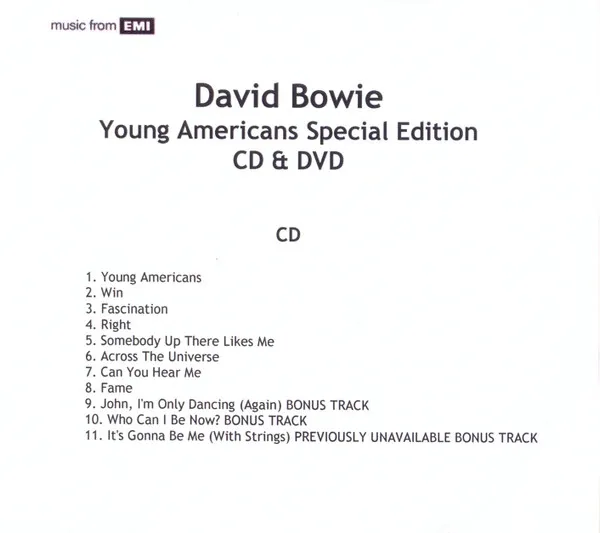Young Americans Special Edition CD & DVD